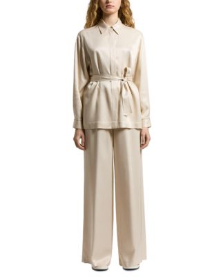 Belted Long Sleeve Blouse