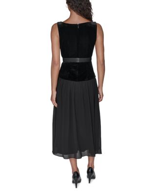 Velvet &amp; Chiffon Midi Dress