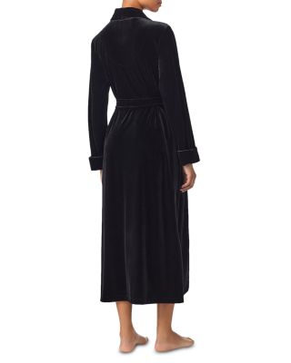 Long Sleeve Velvet Shawl Collar Long Robe