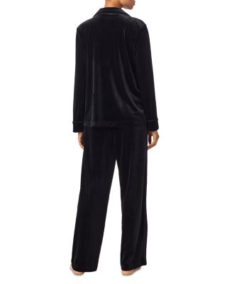 Velvet Long Sleeve Notch Collar Long Pants Pajama Set