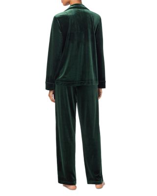 Velvet Long Sleeve Notch Collar Long Pants Pajama Set