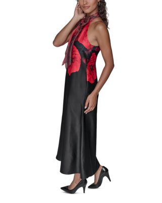 Rosette Neck Midi Dress