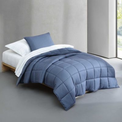 Solid Washed Reversible Plush 5 Piece Comforter Set, Twin/ Twin XL