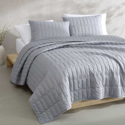Washed Percale Solid 3 Piece Quilt Set, King
