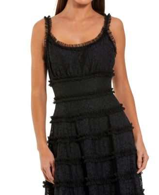 Sleeveless Lace A Line Midi Dress With Ruffles