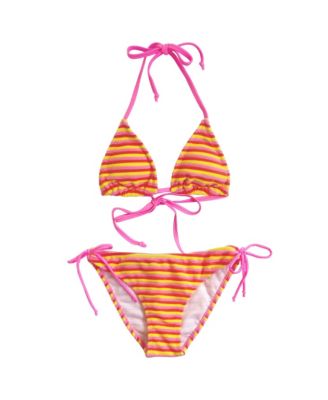 Girls' Glow Burst Stripe Triangle Bikini - Big Kid