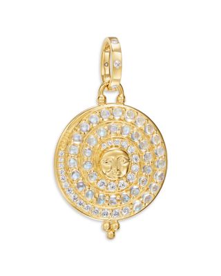 18K Yellow Gold FJ Blue Moonstone & Diamond Lunar Glow Pendant