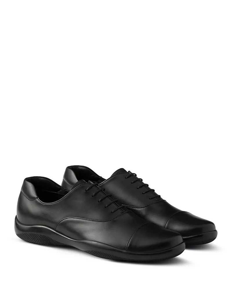 Prada Men's Toblach Laced Leather Shoes
