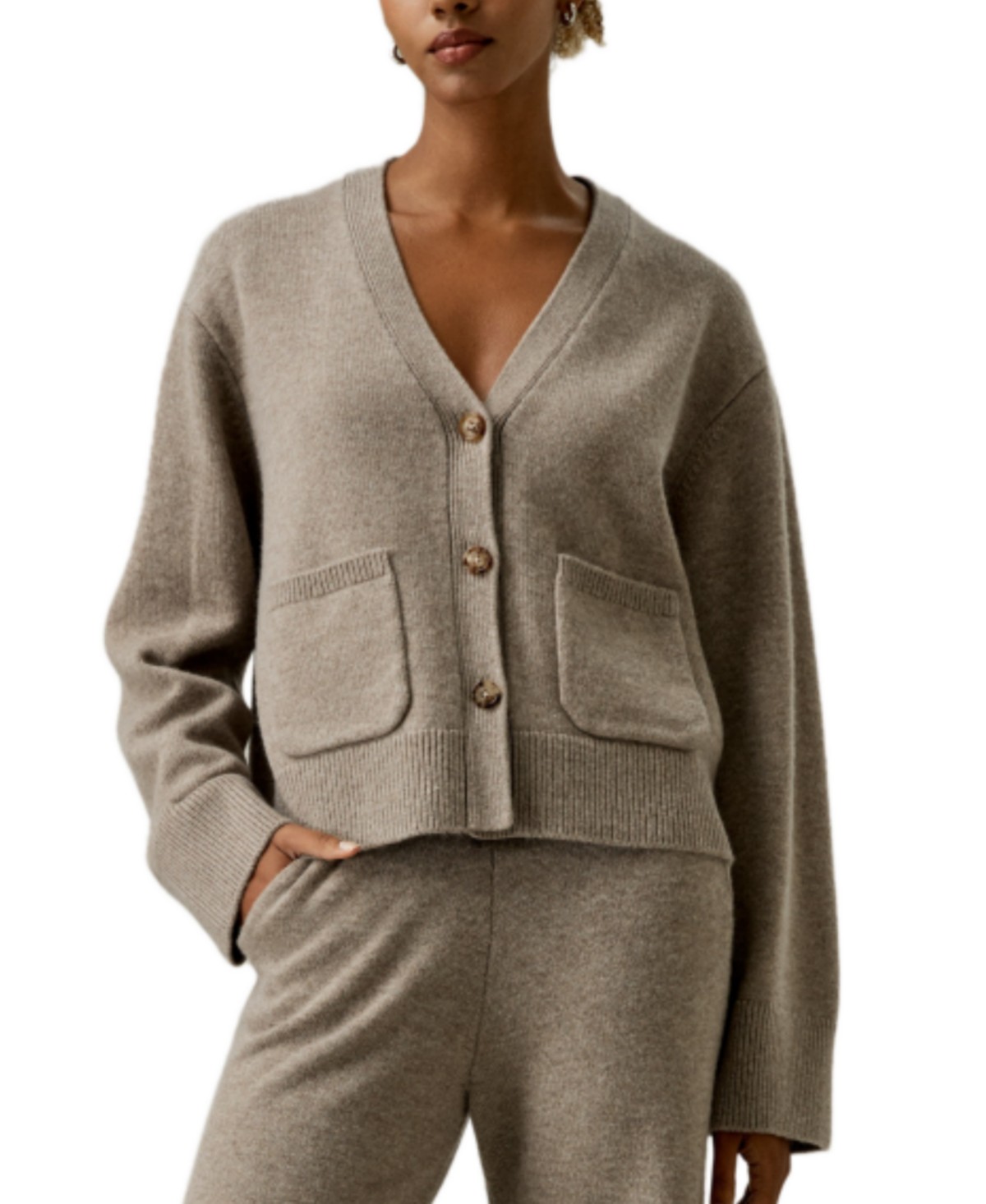 Cropped Wool-Cashmere Blend Cardigan