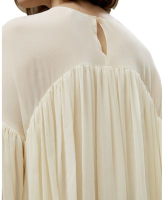 Sheer-Shoulder Ruffle Shirt