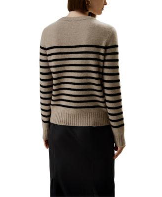 Striped Round Collar Cashmere Sweater