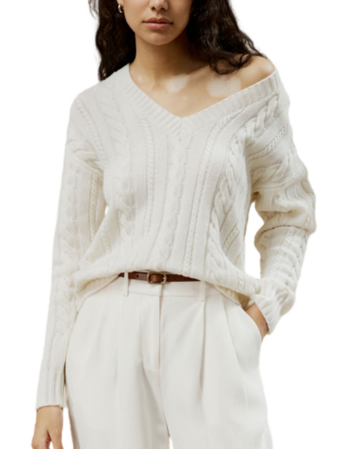 Lilysilk Cable-Knit Wool-Cashmere Blend Sweater