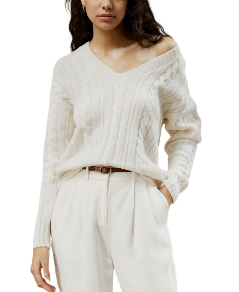Lilysilk Cable-knit Wool-cashmere Blend Sweater In White