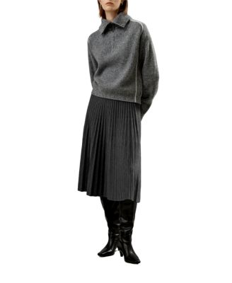 Cashmere Half Zip-Up Ribbed Sweater