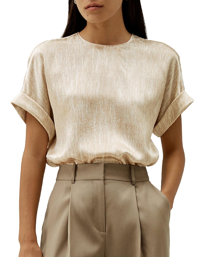 Lilysilk Pearl Satin Silk Top In Brown