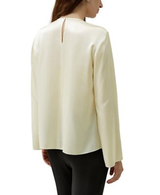 Silk Ruched-Neck Top