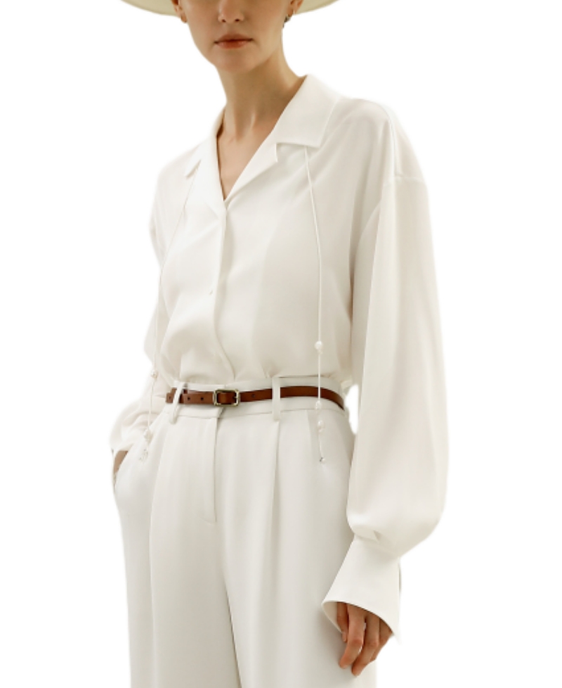 Lilysilk Tie-detailed Silk Blouse Shirts In Neutral