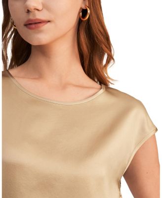 Basic Cap Sleeves Silk Tee