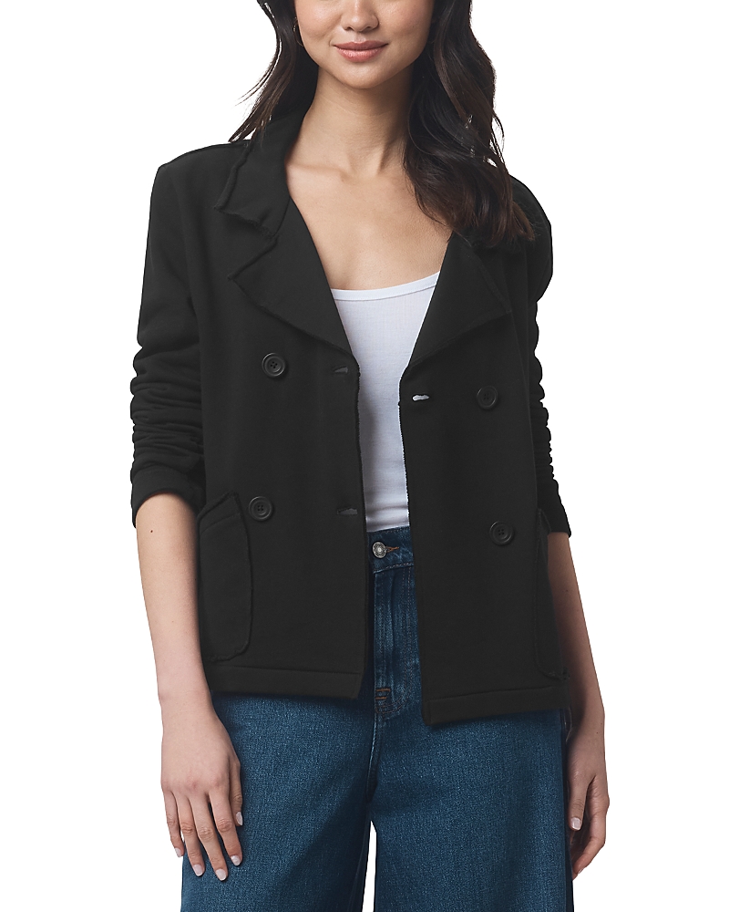 Splendid French Terry Double Breasted Blazer In Black