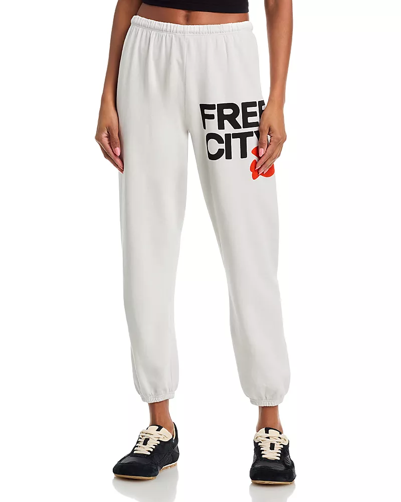 Free City Cotton Logo Sweatpants in Chalk/Orange