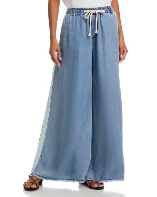 Contrast Taping Chambray Pants