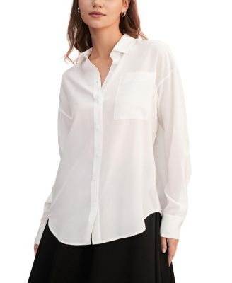 Drop Shoulders Oversize Silk Shirt