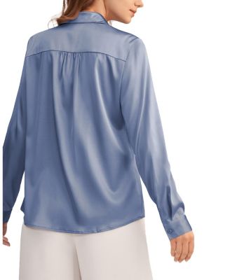 Long Sleeves Collared Silk Blouse