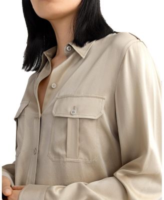 Sandwashed Silk Shirt With Epaulettes