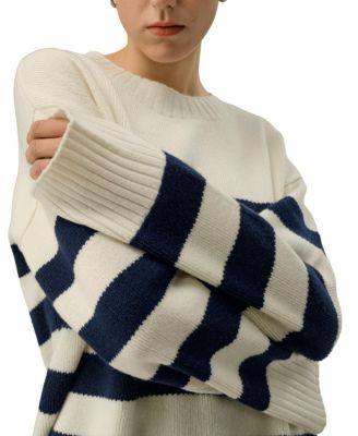 Striped Wool-Cashmere Oversized Sweater