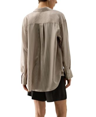 Pinstriped Oversized Silk Shirt