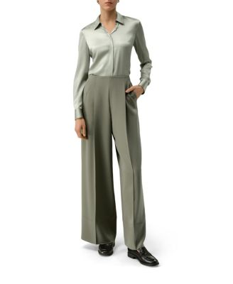 Stretch Silk Wide-Leg Pants