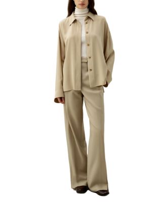 Relaxed Fit Drape Oversized Silk Shirt