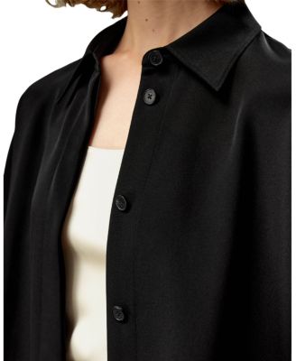 Relaxed Fit Drape Oversized Silk Shirt