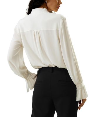 Silk V-Neck Ribbon Blouse