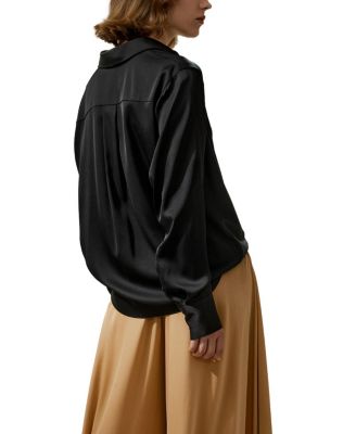 Hem Pleated Silk Blouse