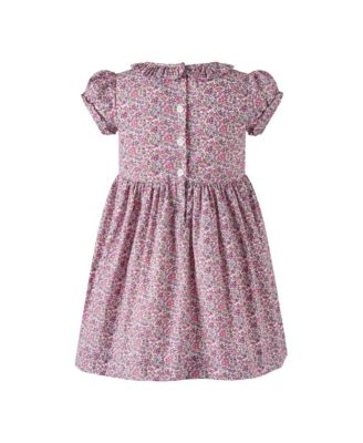 Girls' Purple Floral SS Smocked Dress - Little Kid, Big Kid