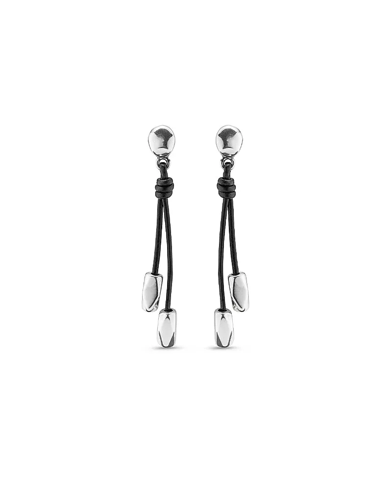 UNOde50 Leather Beaded Drop Earrings