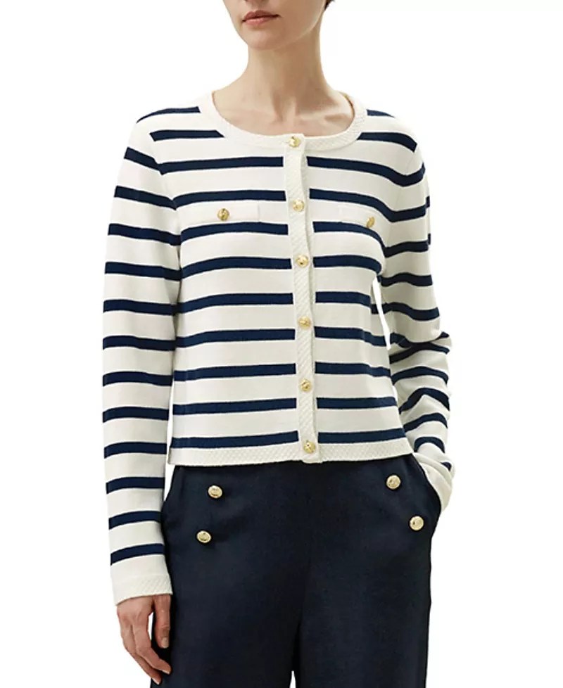 Lilysilk Gariana Striped Wool Cardigan