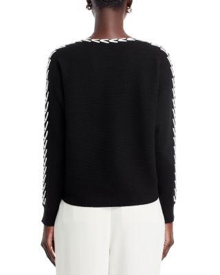 Whipstitch Boat Neck Dolman Sleeve Sweater