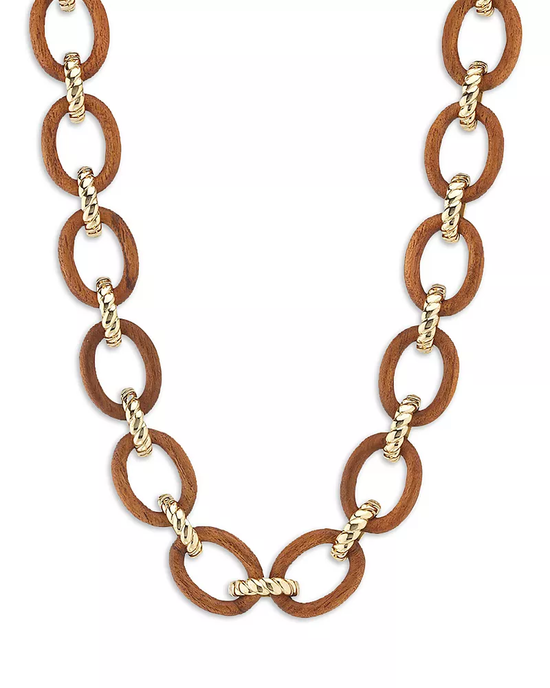 Capucine De Wulf Earth Goddess Teak Link Necklace, 17
