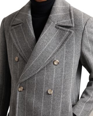Bergamo Chalk Stripe Double Breasted Wool Peacoat