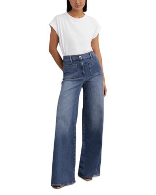 Bella High Rise Wide Leg Jeans in Mid Blue