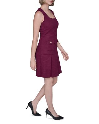 Textured Tweed Square Neck Mini Dress