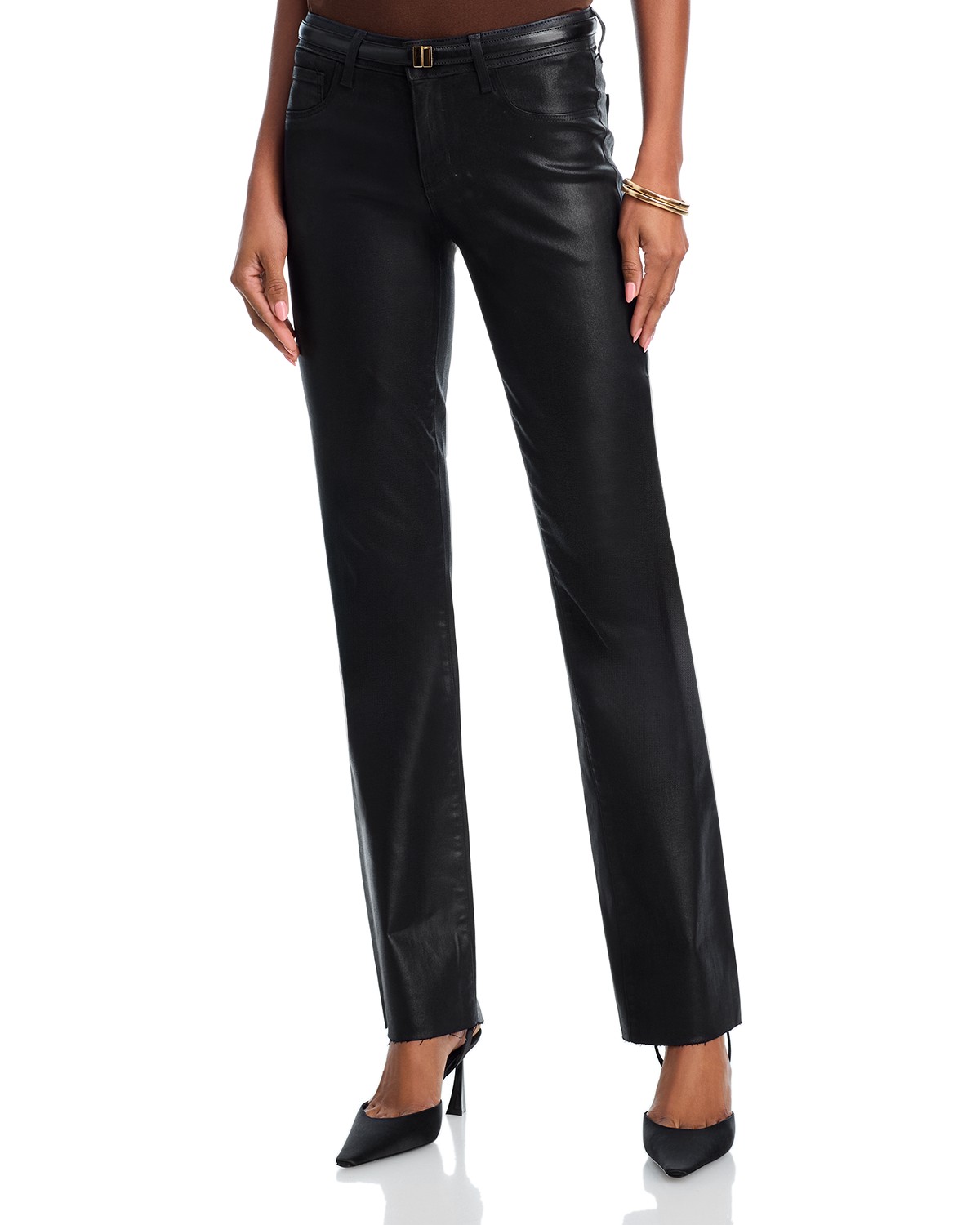 Clear Coated Extra High Rise Palazzo Jeans