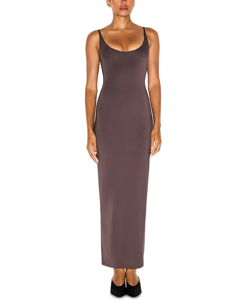 Skims Smooth Layers Scoop Neck Dress In Purple