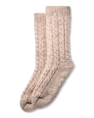 Elowyn Cable Knit Fleece Grip Socks