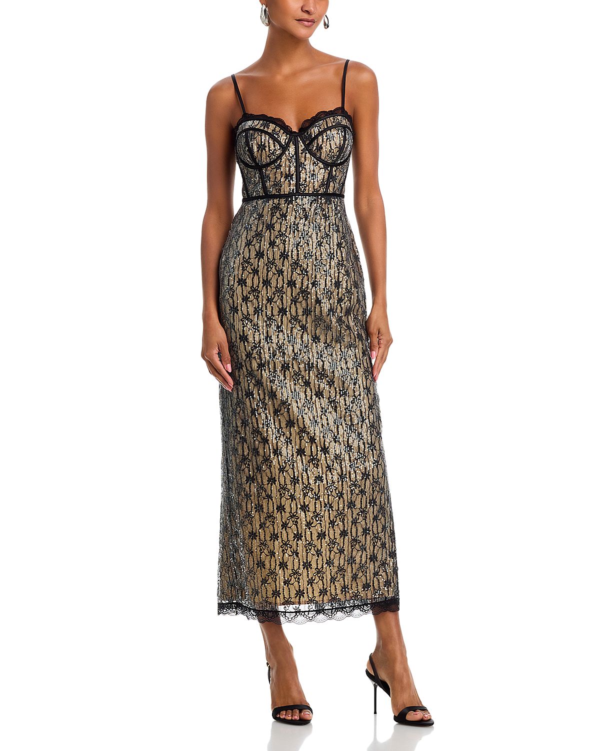 Aqua Lace Bustier Sleeveless Midi Dress - Exclusive