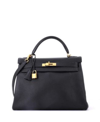  Kelly 32 Handbag Black Togo with Gold Hardware