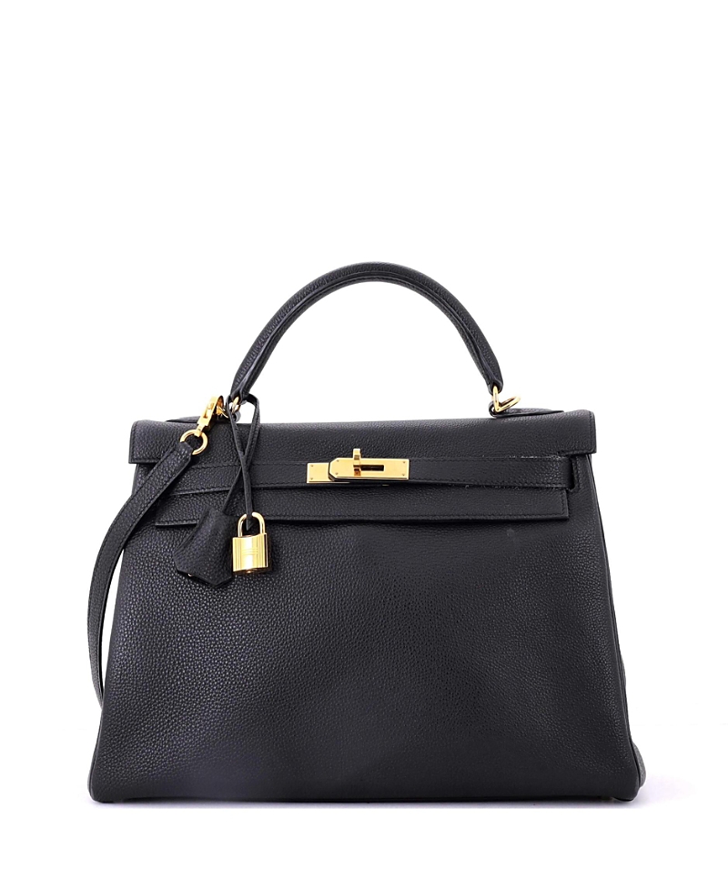 Click to view more detailed imagery on our partner's website Pre-owned Pre-owned Hermes Hermes Kelly 32 Handbag Black Togo With Gold Hardware