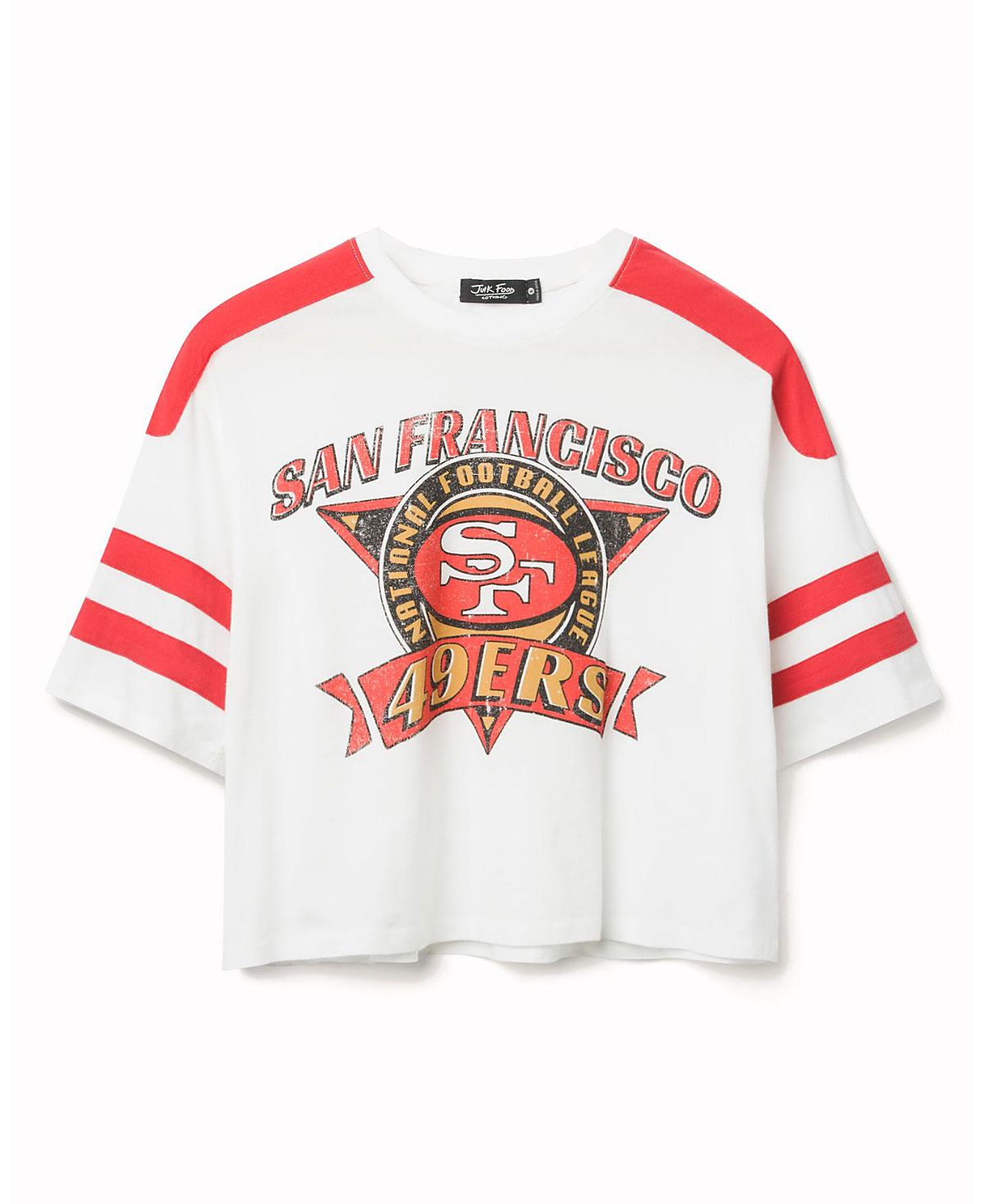 Junk Food Clothing Women's Nfl San Francisco 49ers Striped Crop Tee